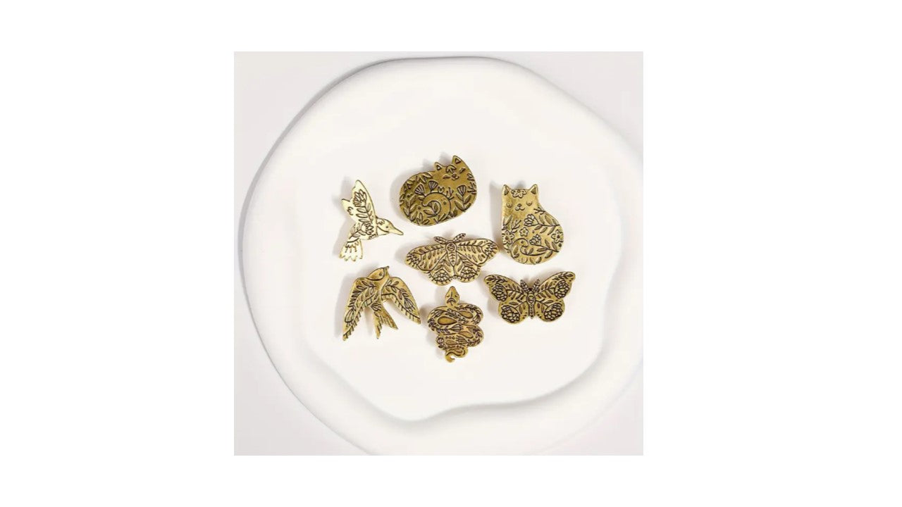 Vintage-Inspired Gold Metal Animal-Shaped Pins