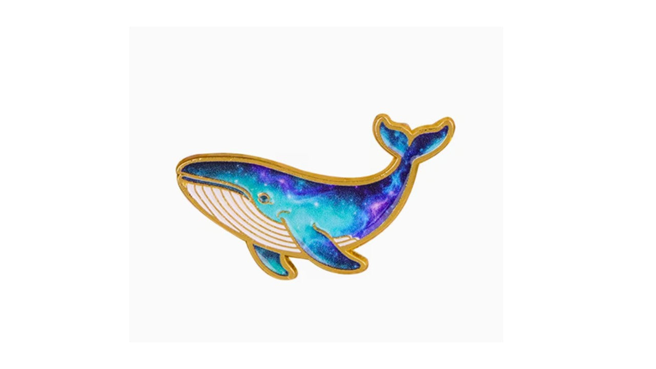 Celestial Whale Enamel Pin - Whimsical Galaxy Space Whale Lapel Pin